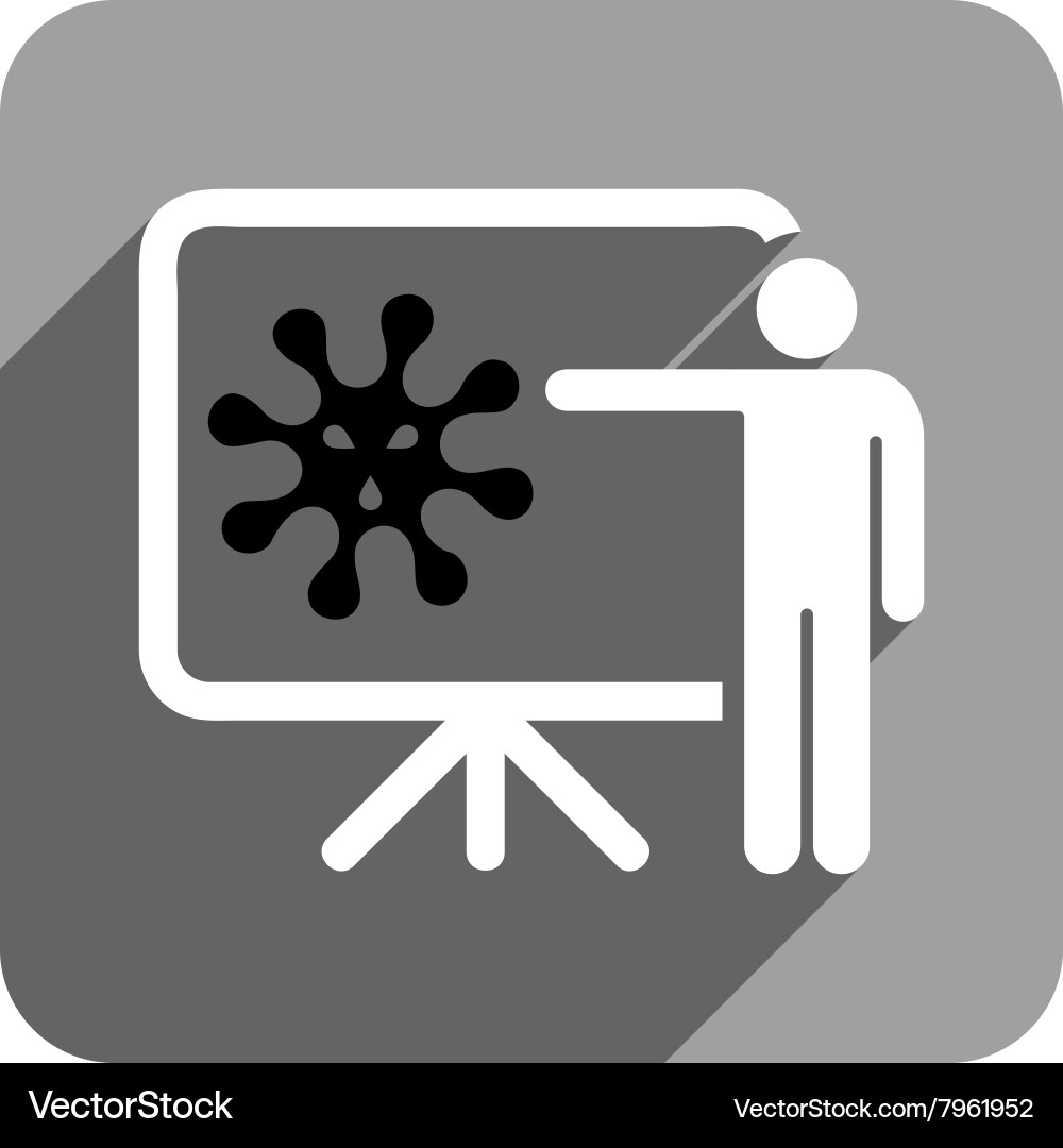 Virus lecture flat square icon with long shadow vector image