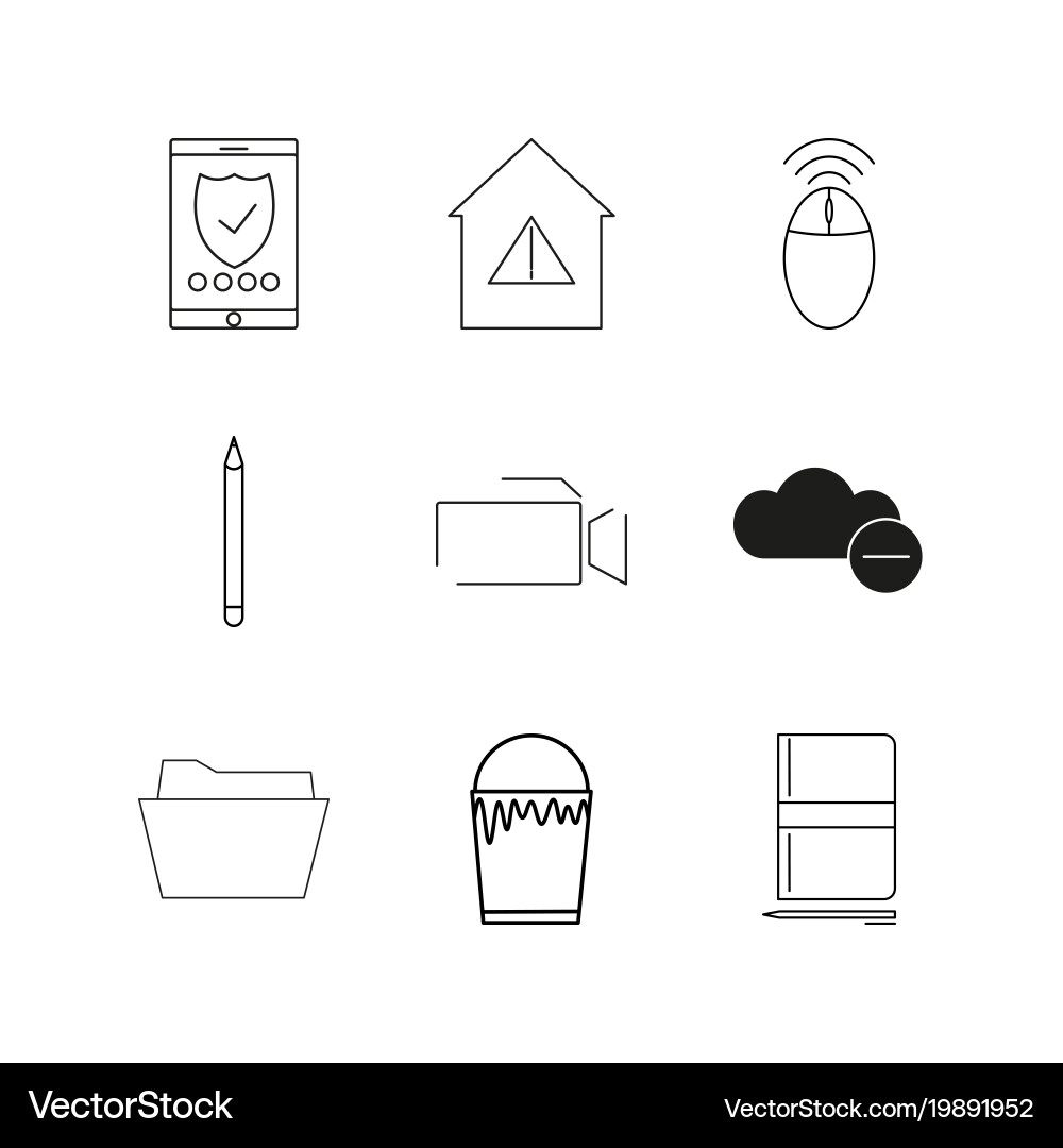 Web linear icon set simple outline icons vector image