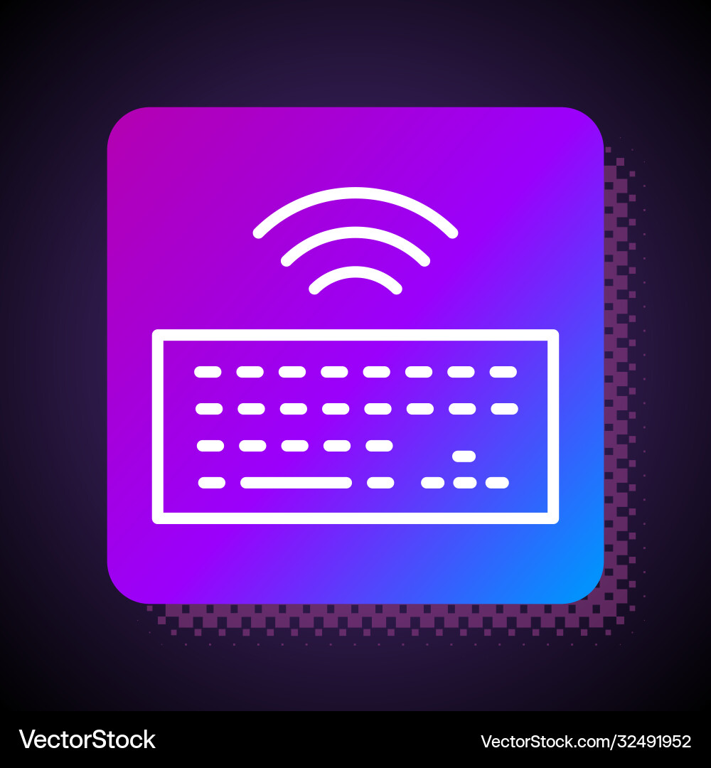 White line wireless computer keyboard icon Vector Image