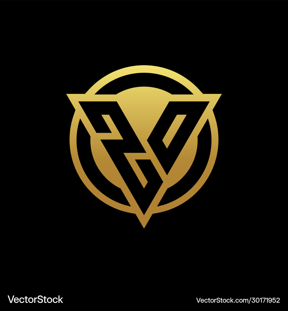 Zo logo monogram with triangle shape and circle Zo logo monogram with triangle shape and circle Vector Image