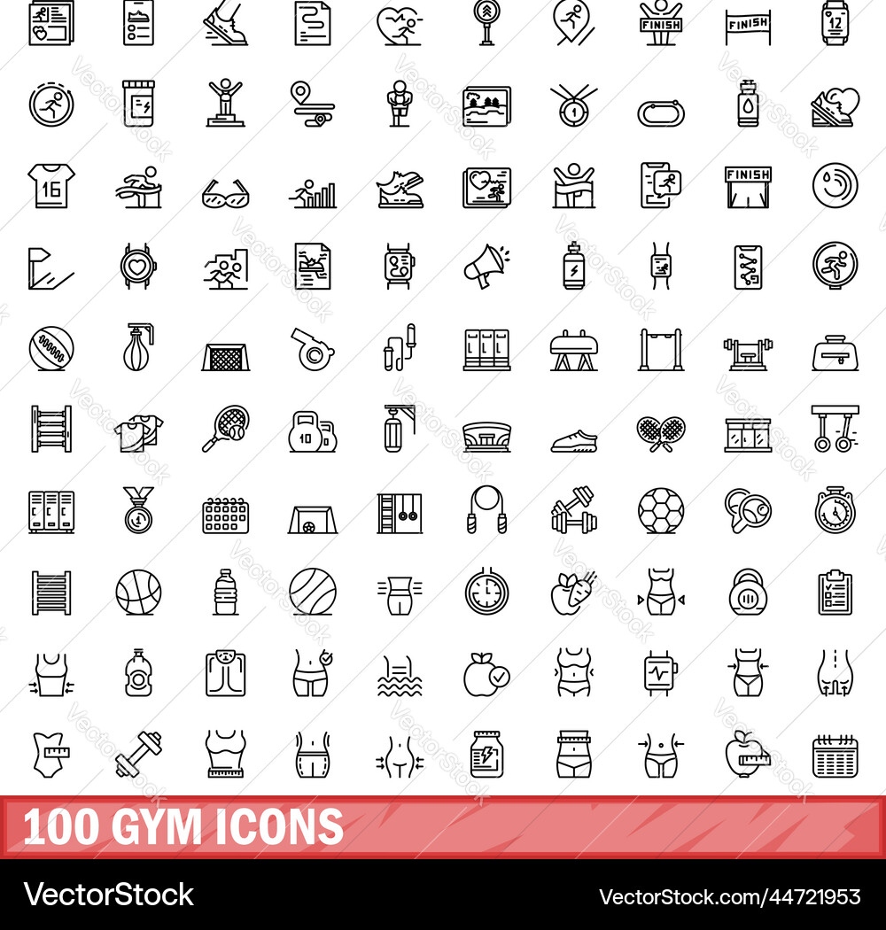 100 Fitness-Symbole setzen Umriss Stil 100 Fitness-Symbole setzen Umriss Stil vektorbild