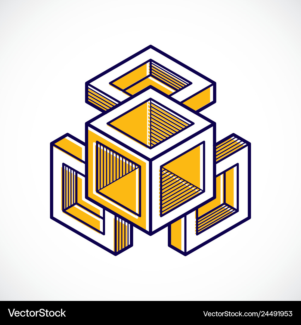 3d engineering abstract shape made using cubes Vector Image