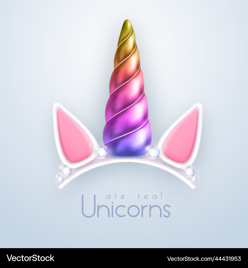 3d realistic rainbow unicorn horn 3d realistic rainbow unicorn horn vector image