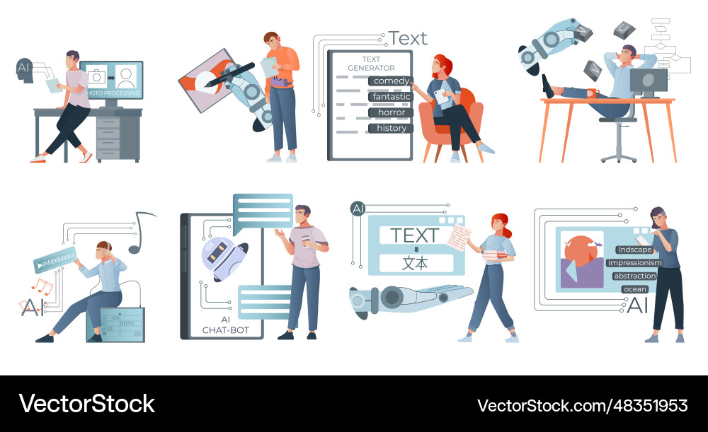 Ai generated compositions set Royalty Free Vector Image