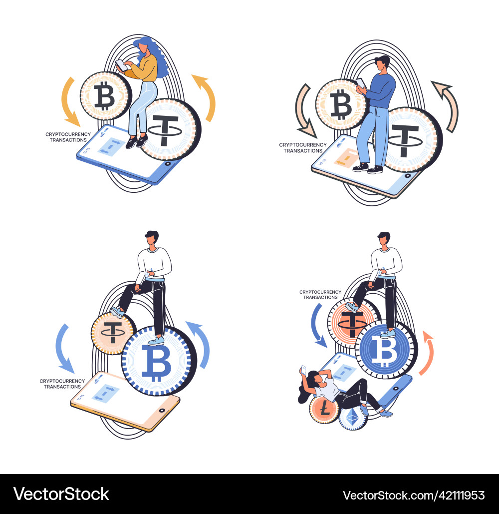 Cryptocurrency exchange platform and blockchain Cryptocurrency exchange platform and blockchain vector image