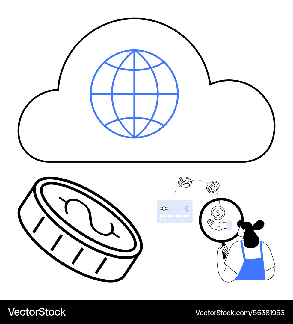 Digital financial transactions in cloud computing vector image
