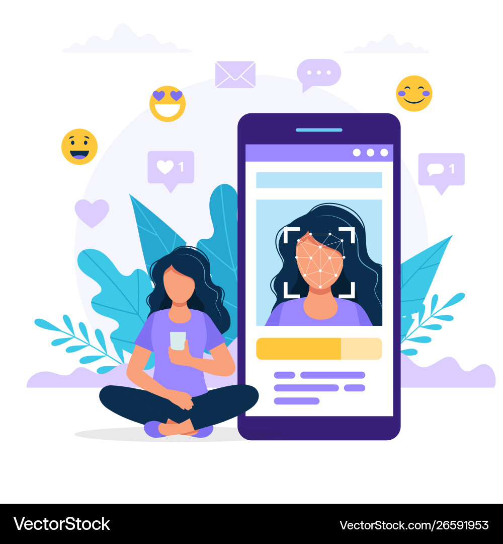 Face recognition technology concept Vector Image