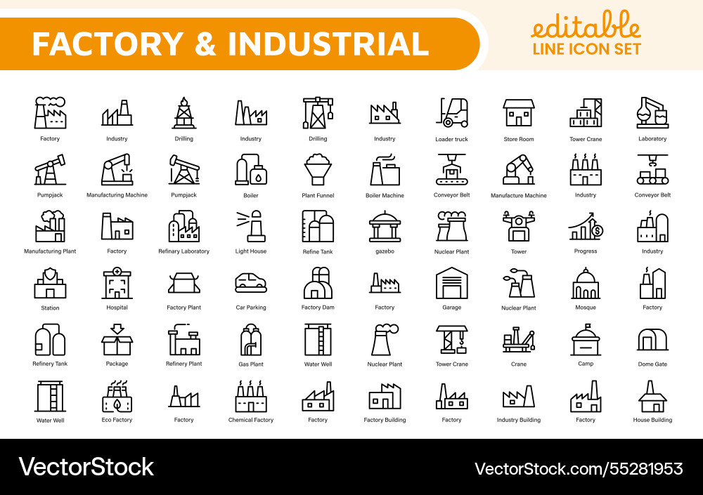 Factory icon set a dynamic collection of icons Vector Image