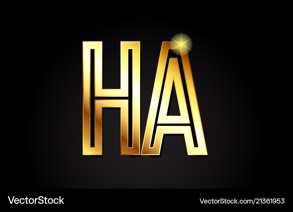 Gold alphabet letter ha h a logo combination icon Vector Image