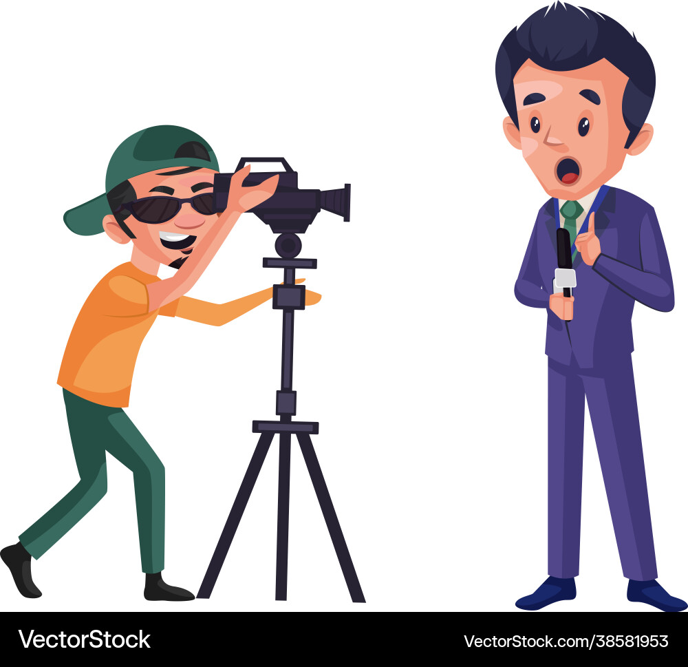 Journalist boy cartoon character vector image