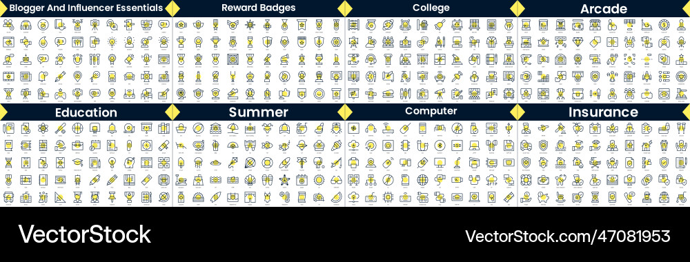 Linear style icons pack in this bundle include vector image
