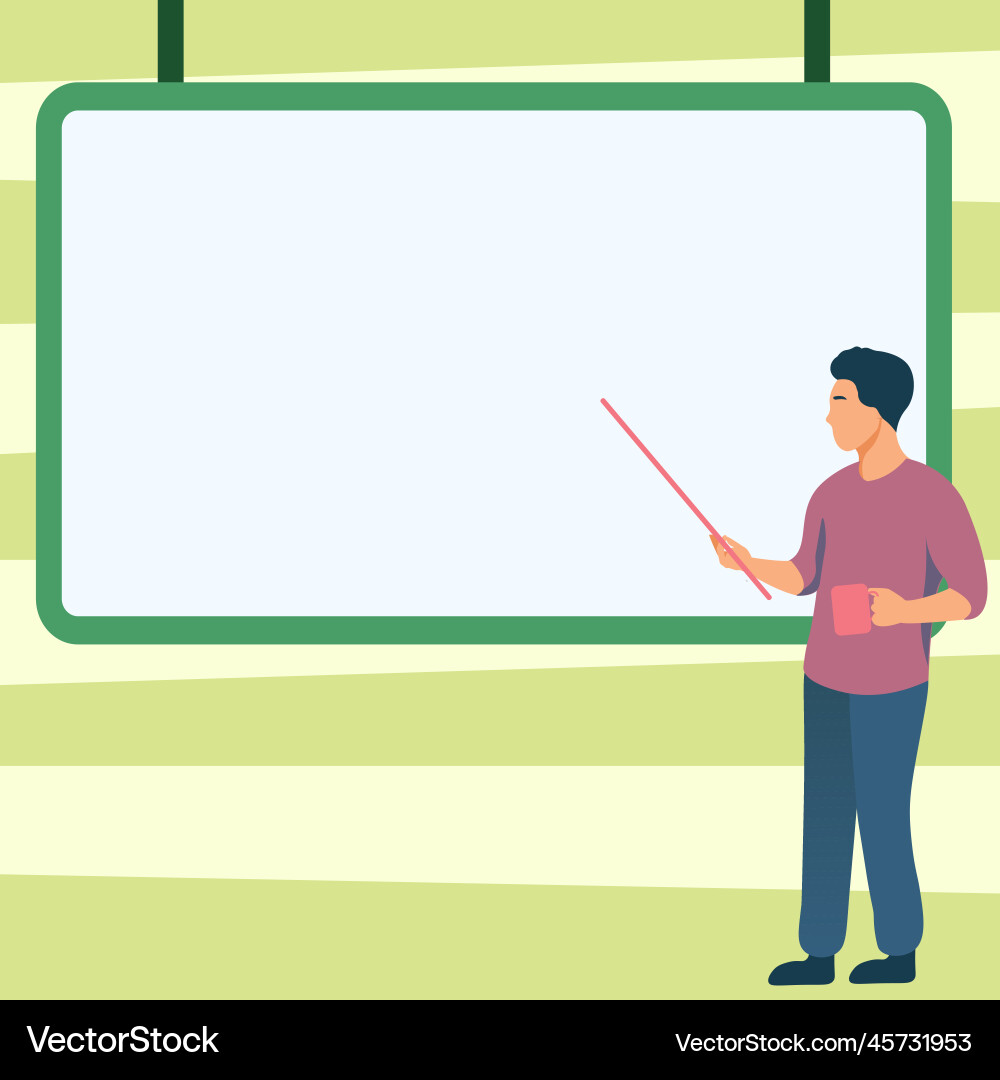 Man pointing with pointer stick to important Vector Image