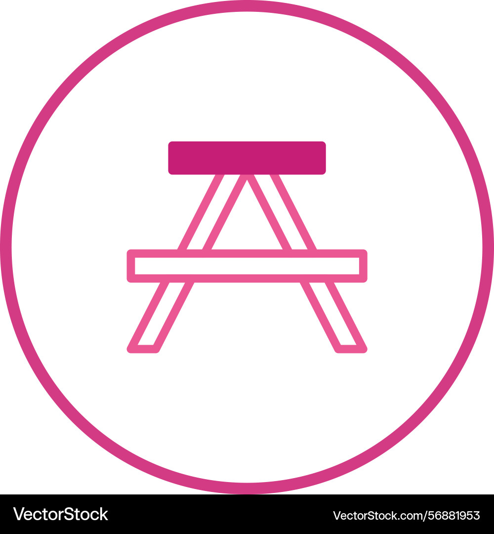 Pink picnic table icon in a circle simple Vector Image