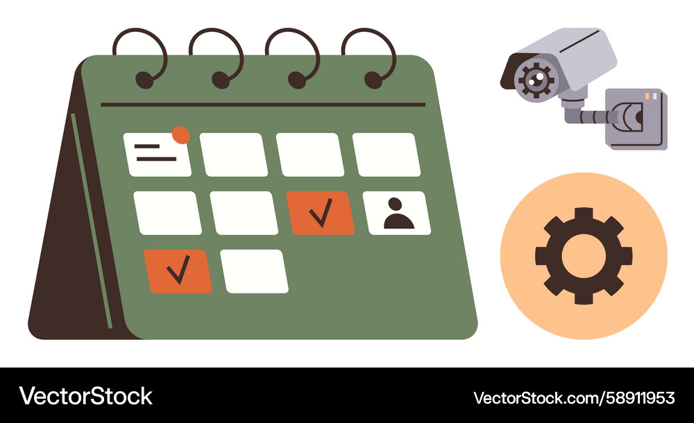 Scheduling and monitoring concept with calendar Scheduling and monitoring concept with calendar Vector Image