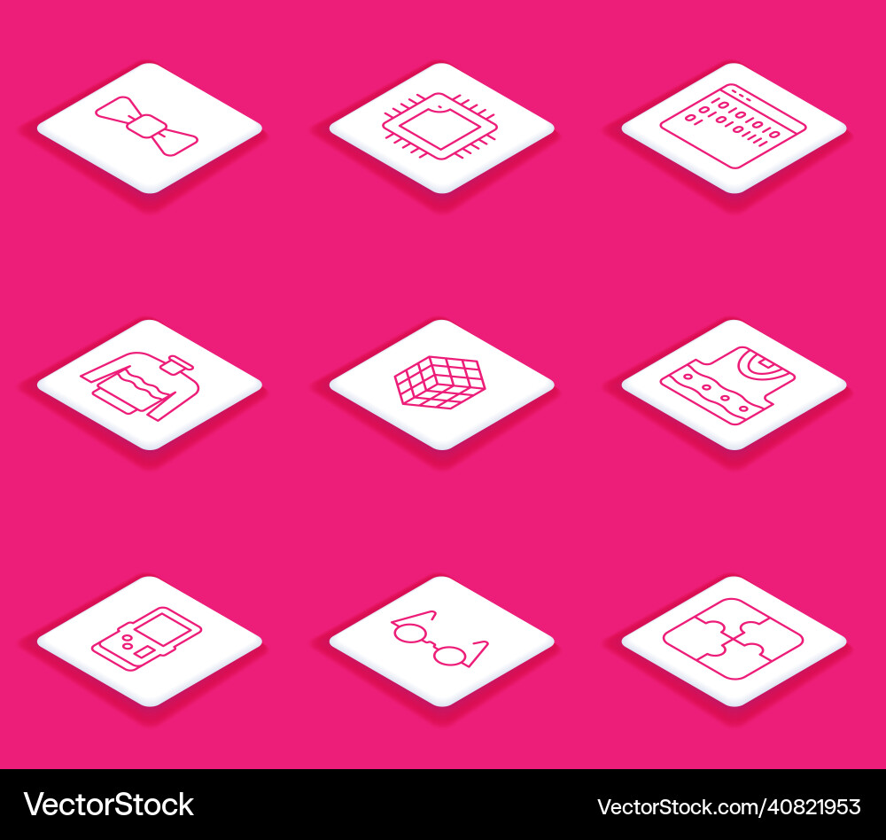Set line bow tie processor with cpu binary code Set line bow tie processor with cpu binary code vector image