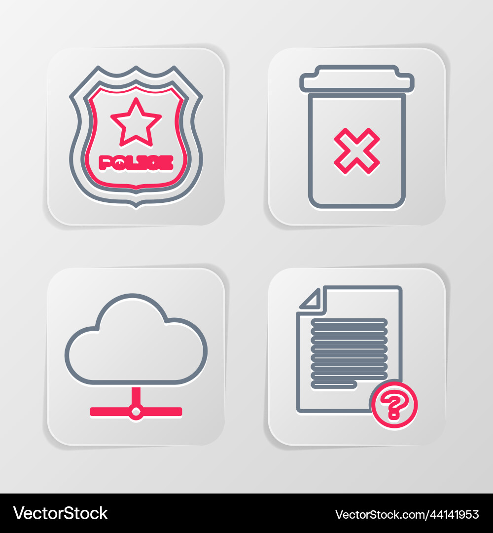 Set line unknown document network cloud Set line unknown document network cloud vector image
