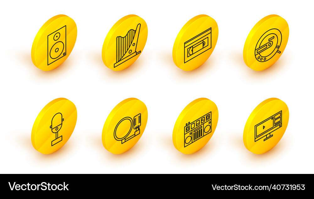 Set line video recorder or editor software Set line video recorder or editor software vector image
