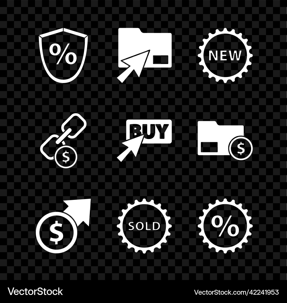 Set loan percent cursor click document folder Set loan percent cursor click document folder vector image