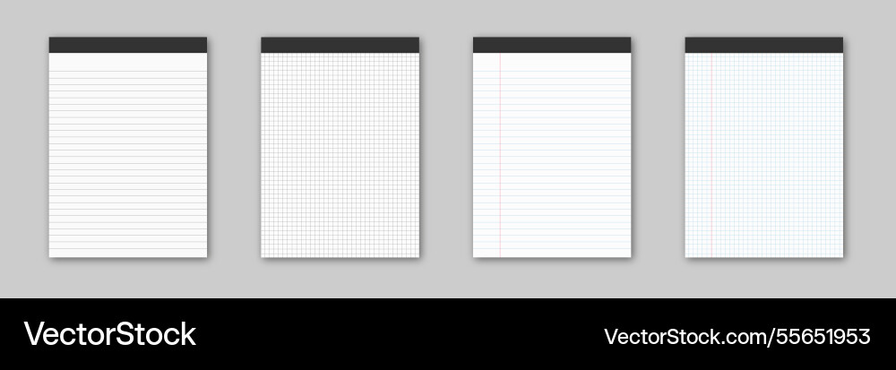 Set of notepads editable stroke with shadow Set of notepads editable stroke with shadow vector image