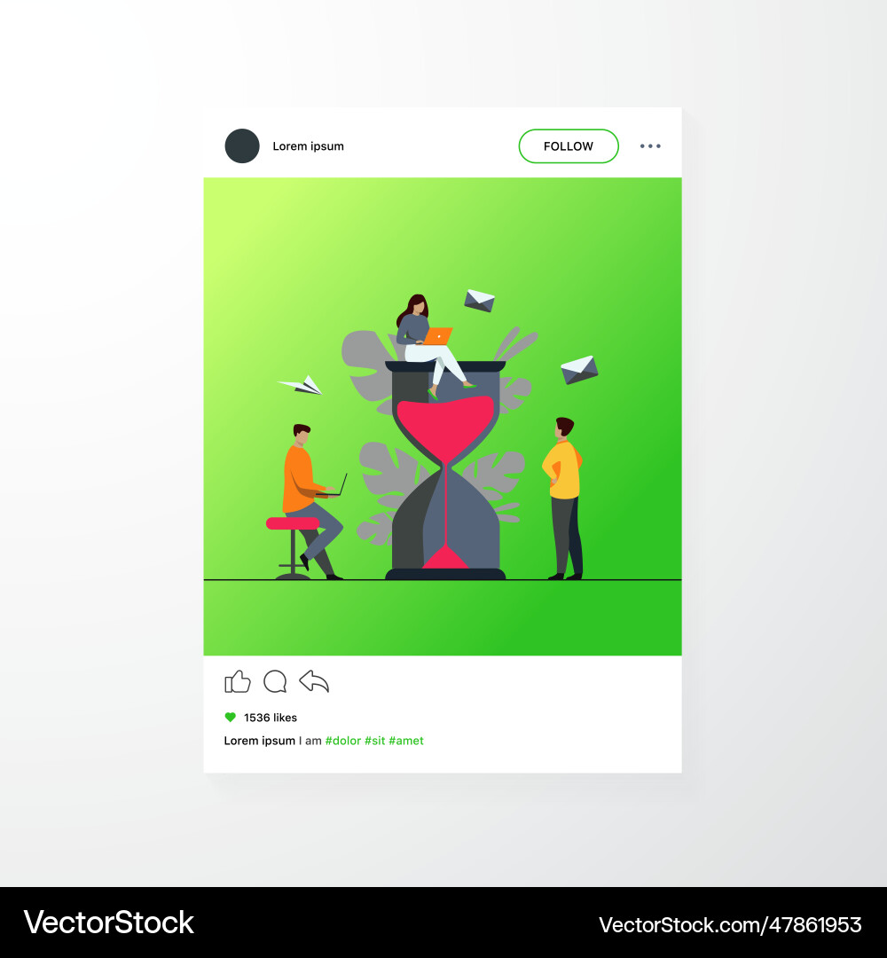 Tiny people and huge sand glass Tiny people and huge sand glass vector image