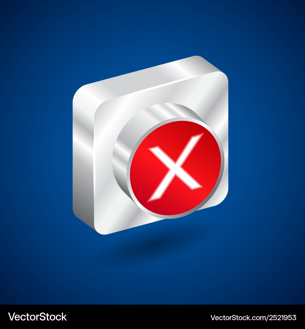 Validation denied metall red button Vector Image