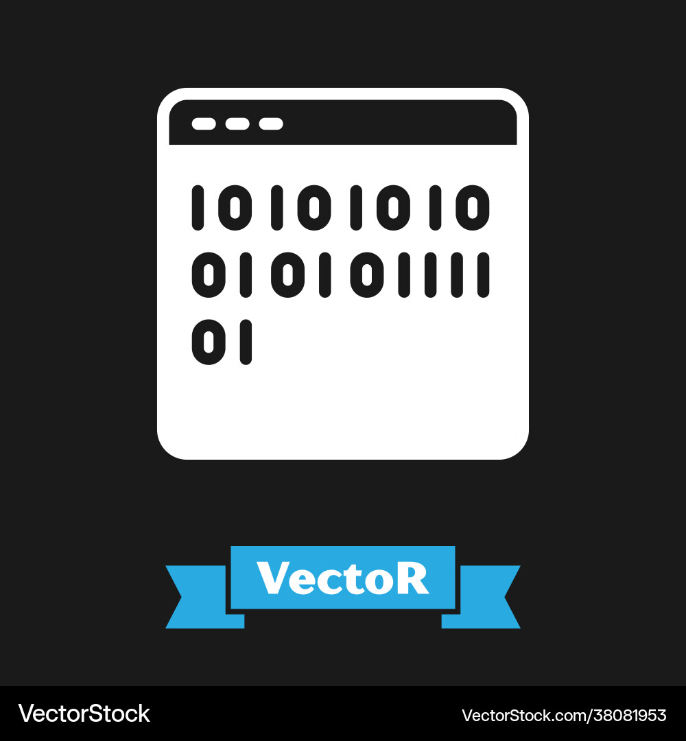 White binary code icon isolated on black White binary code icon isolated on black vector image