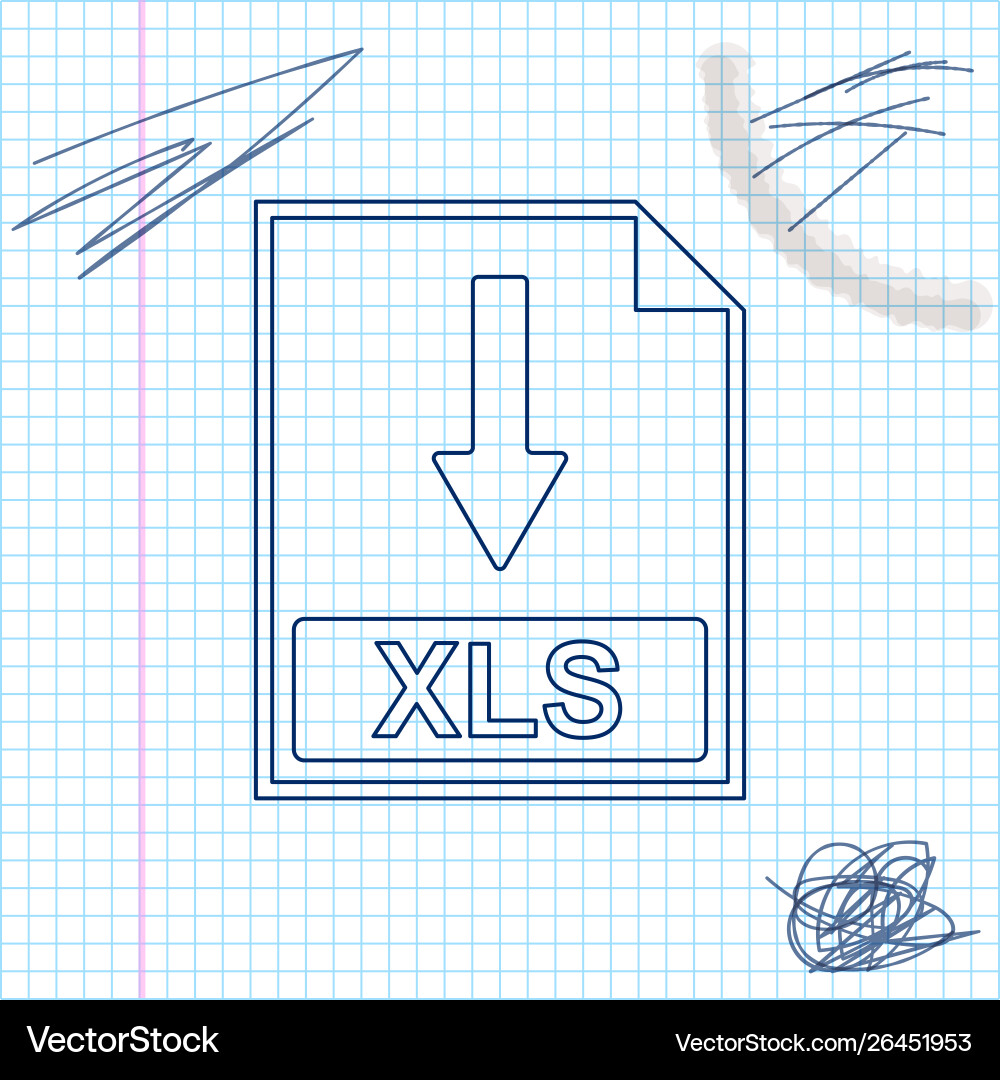 Xls file document icon download button line Xls file document icon download button line Vector Image