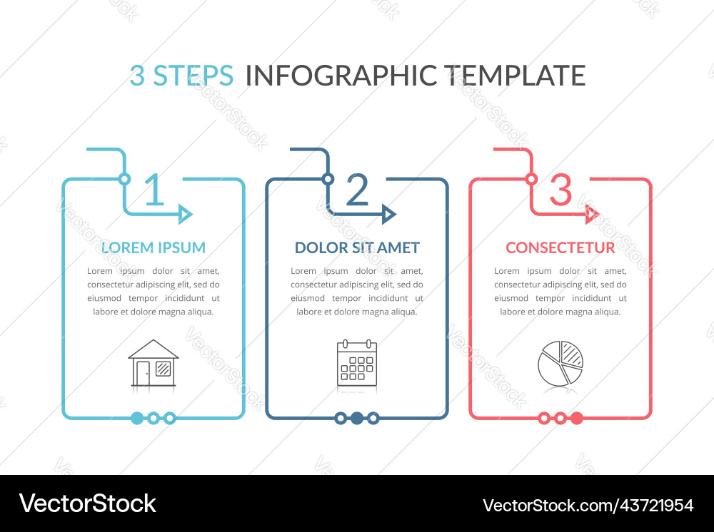 3 Steps Workflow Template Vector Image
