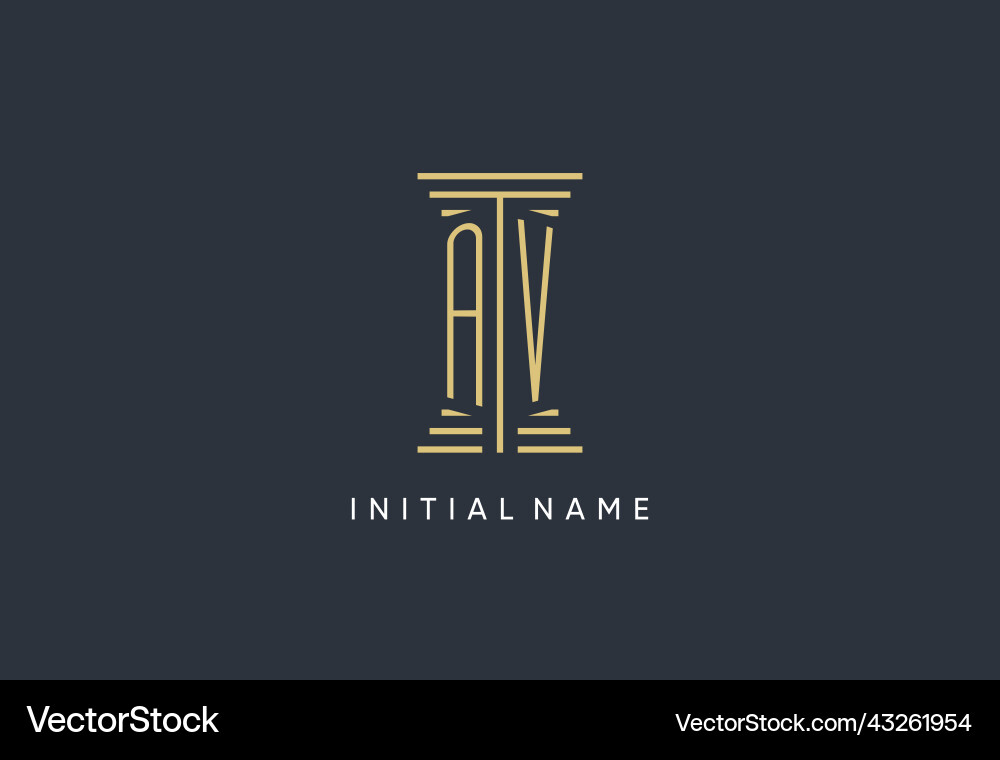 Av initial monogram with pillar shape logo design Vector Image