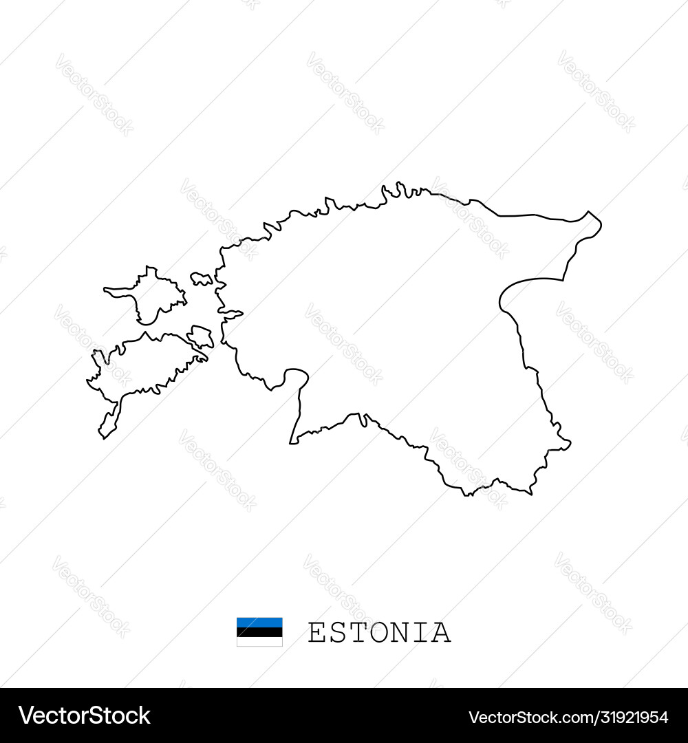Estonia map line linear thin simple Vector Image