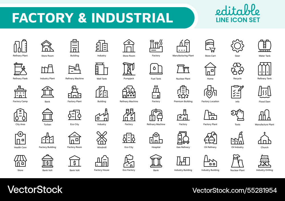 Factory icon set a dynamic collection of icons Vector Image