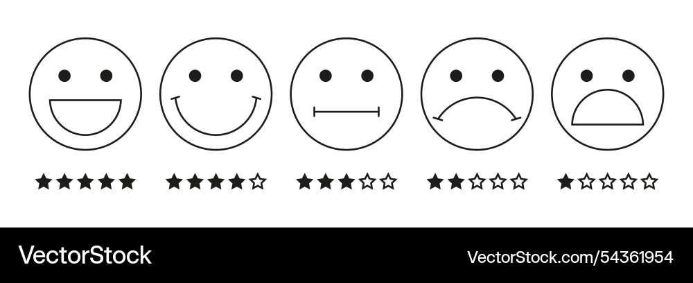 Feedback emotion faces line rating scale icons Vector Image