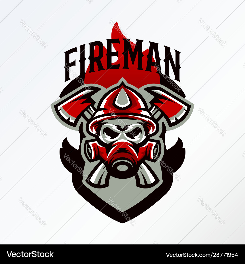 Firefighter Skull Badge Emblem Vector Image