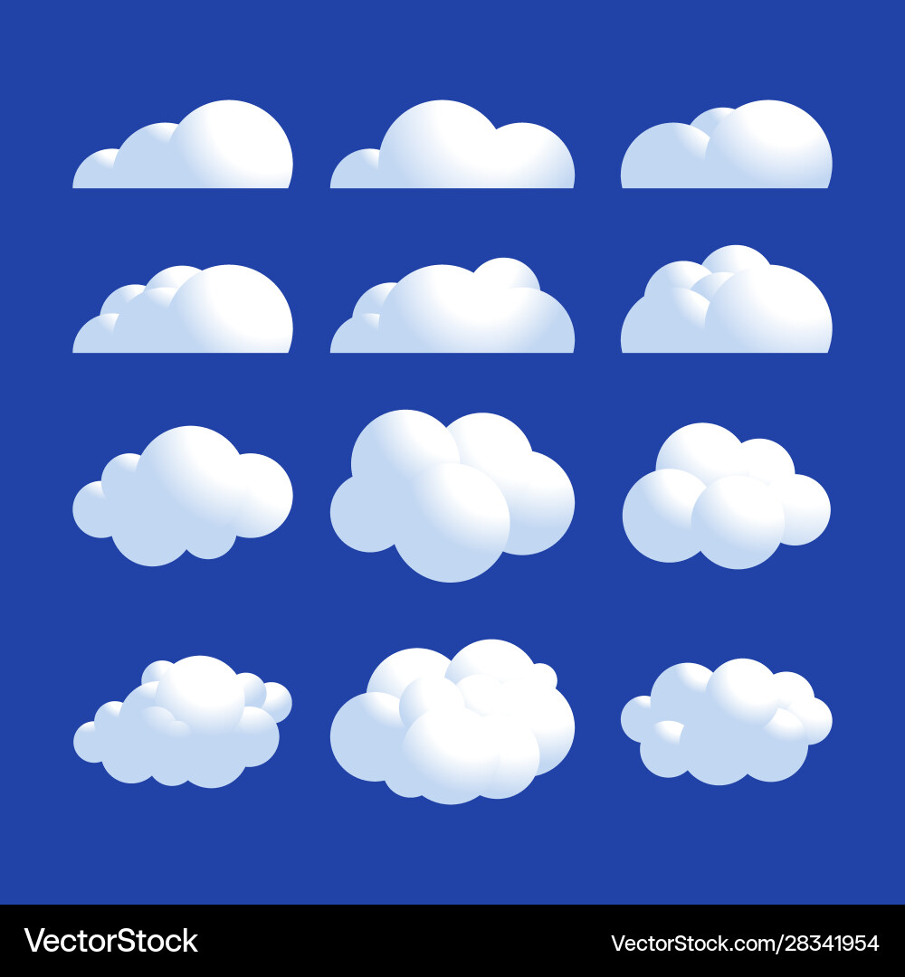 Fluffy realistische Cloud-Icon-Set Glanz Wetter Fluffy realistische Cloud-Icon-Set Glanz Wetter vektorbild