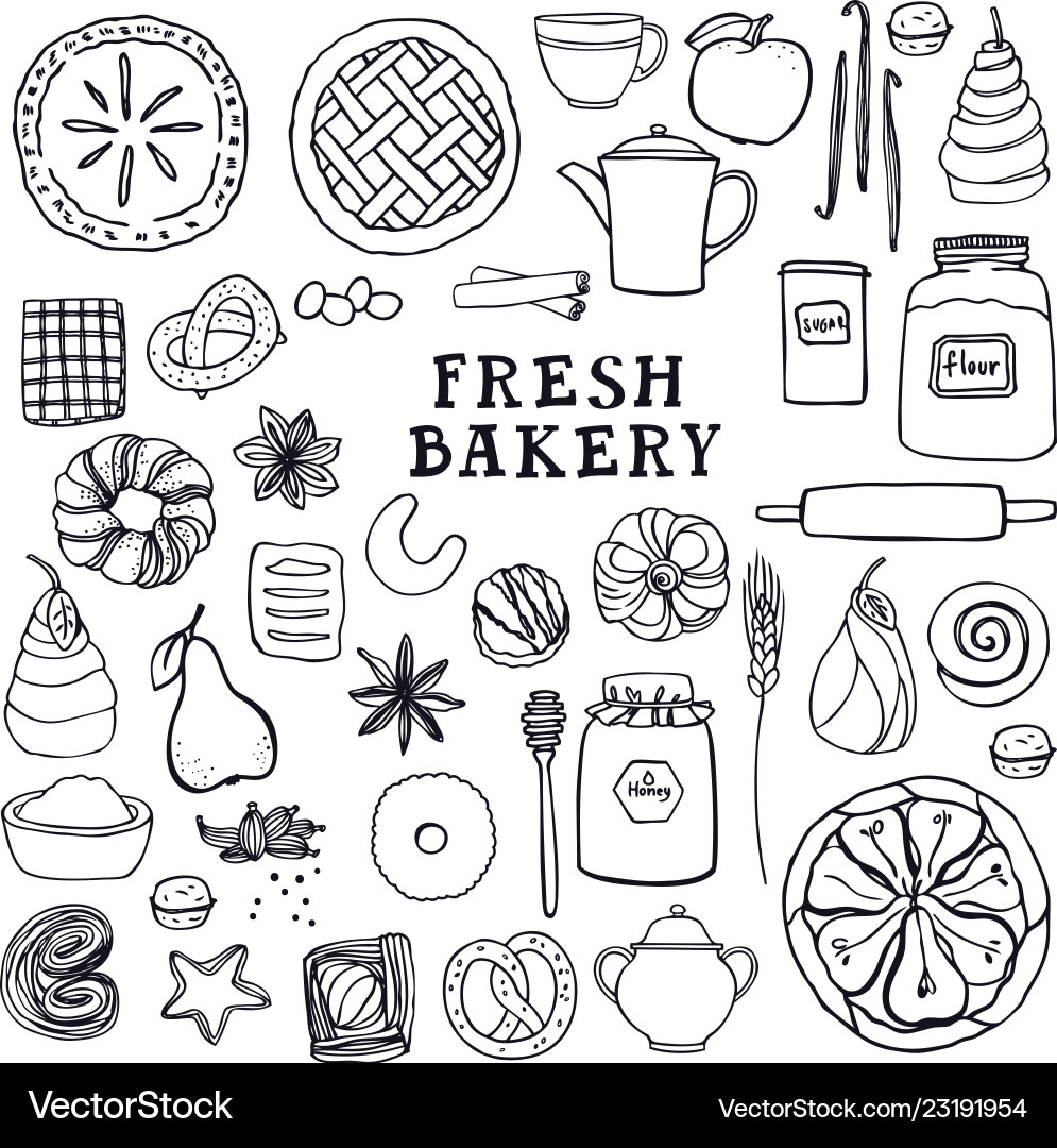 Fresh bakery set of isolated objects Fresh bakery set of isolated objects vector image