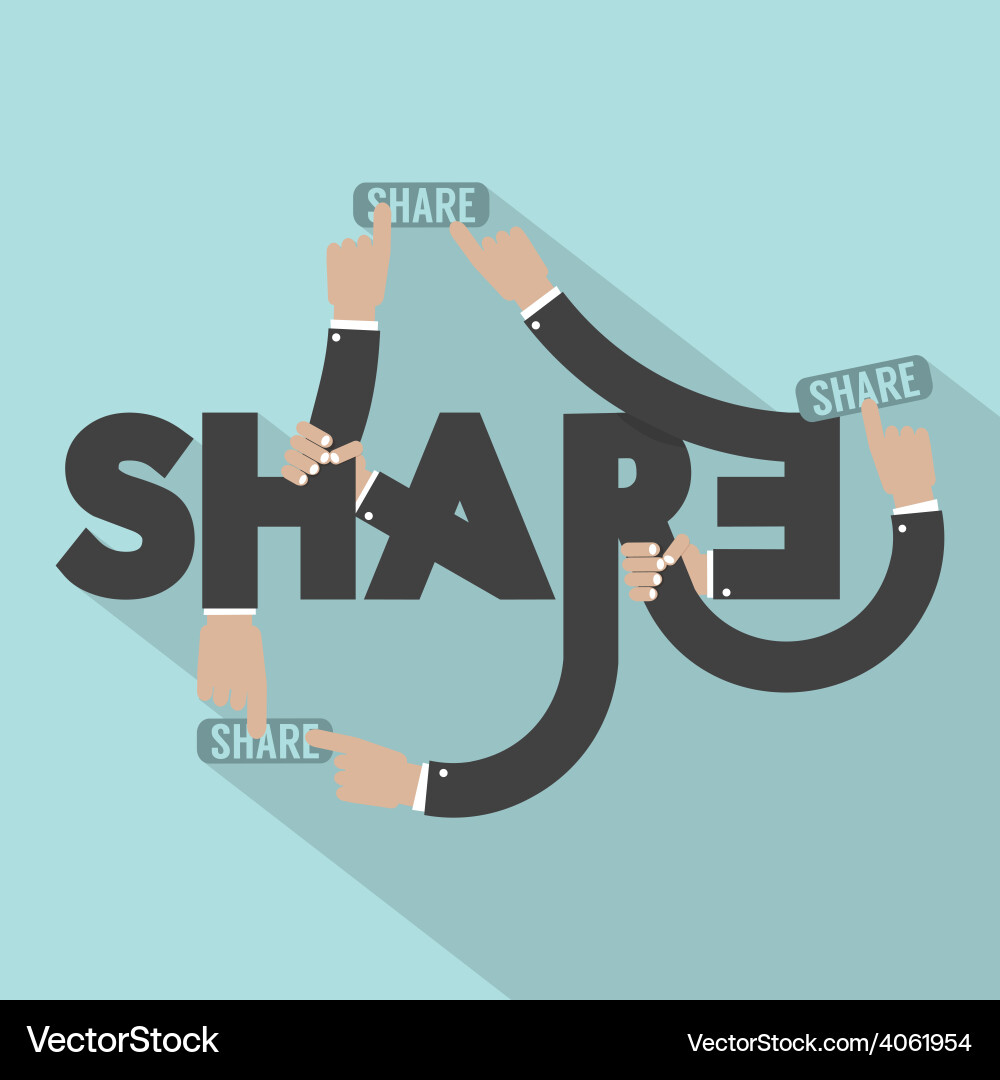 Hands with share typography design vector image