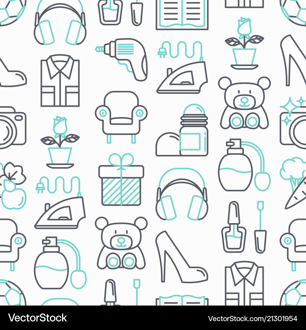 Hypermarket seamless pattern with thin line icons Hypermarket seamless pattern with thin line icons vector image
