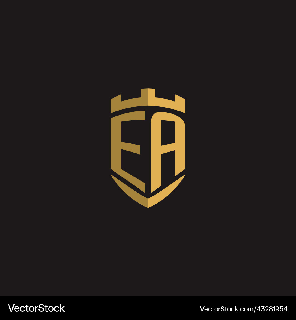 Initials ea logo monogram with shield style design Initials ea logo monogram with shield style design vector image