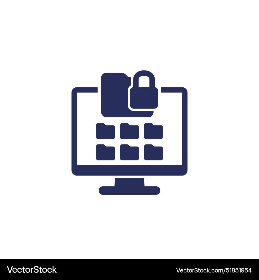 Locked folder icon with a computer vector image