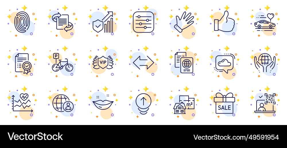 Outline set of passport document security Outline set of passport document security vector image