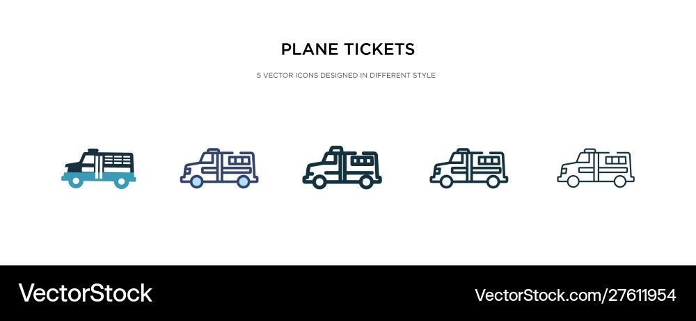 Plane tickets icon in different style two Plane tickets icon in different style two Vector Image