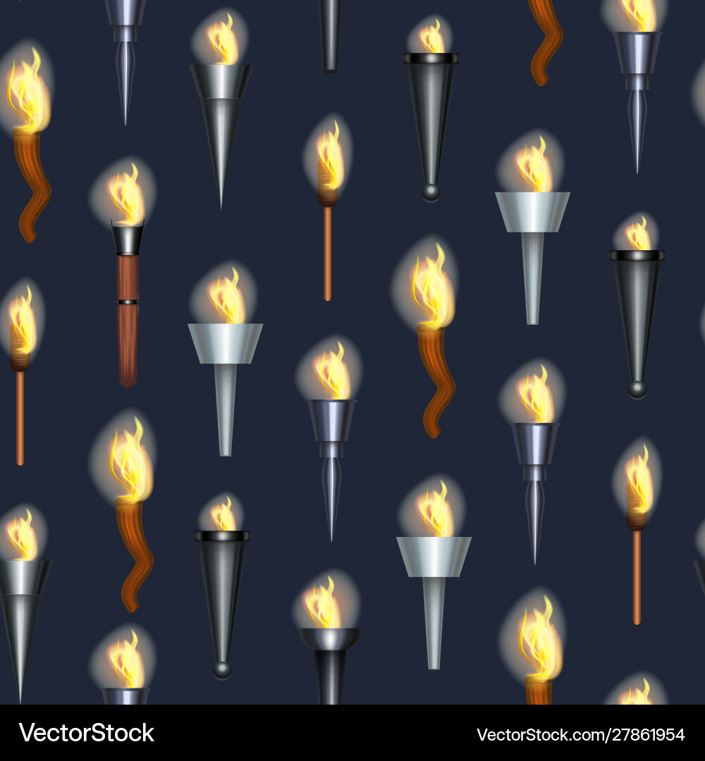 Realistic detailed 3d torch flame seamless pattern Vector Image