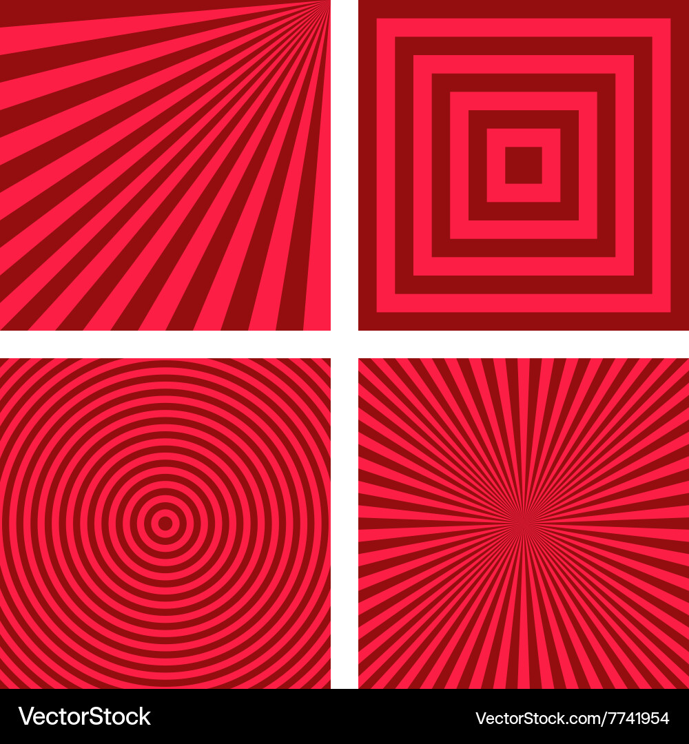 Red simple striped pattern set vector image