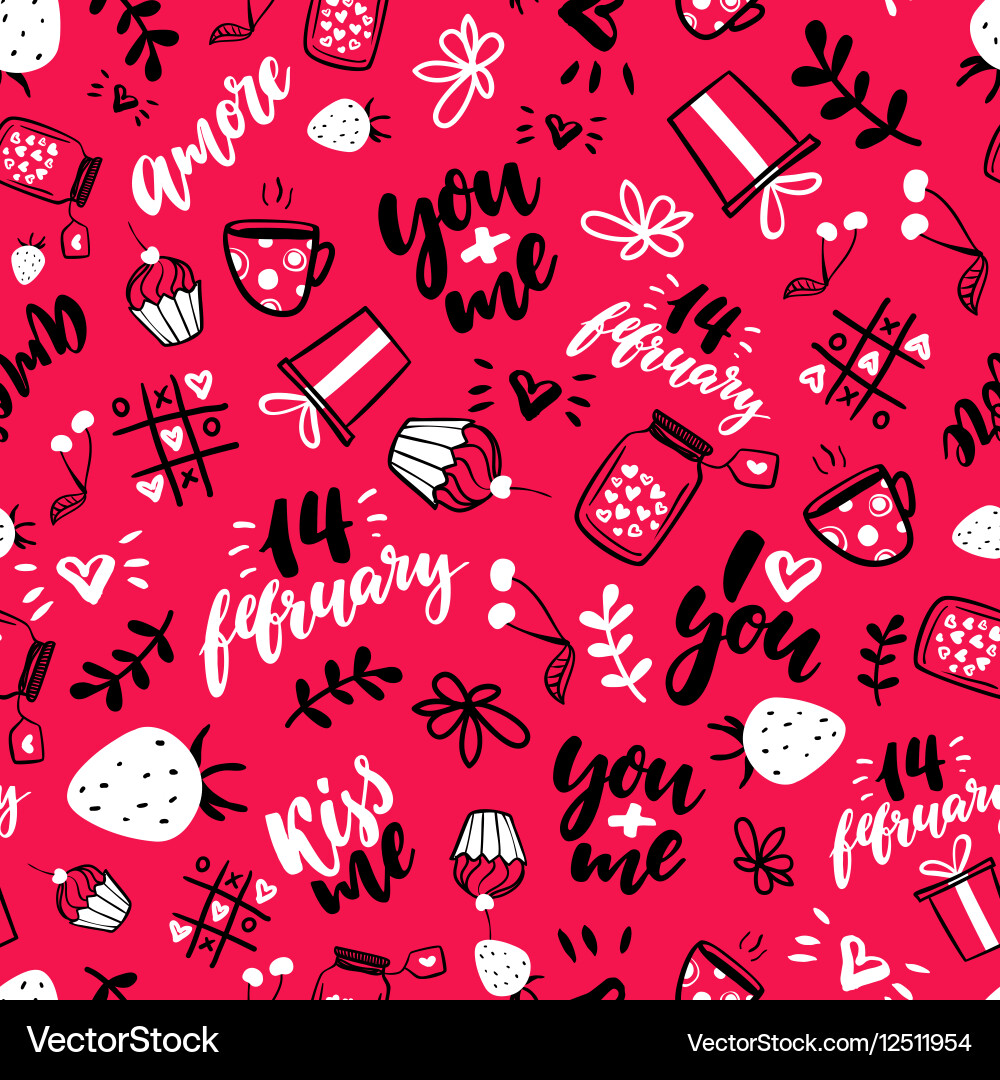 Romantic Valentine's Day Pattern vector image