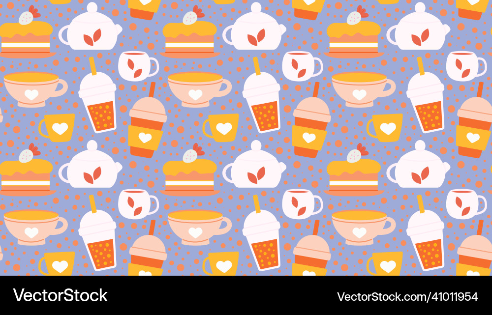 Seamless repeating pattern with drinks vector image