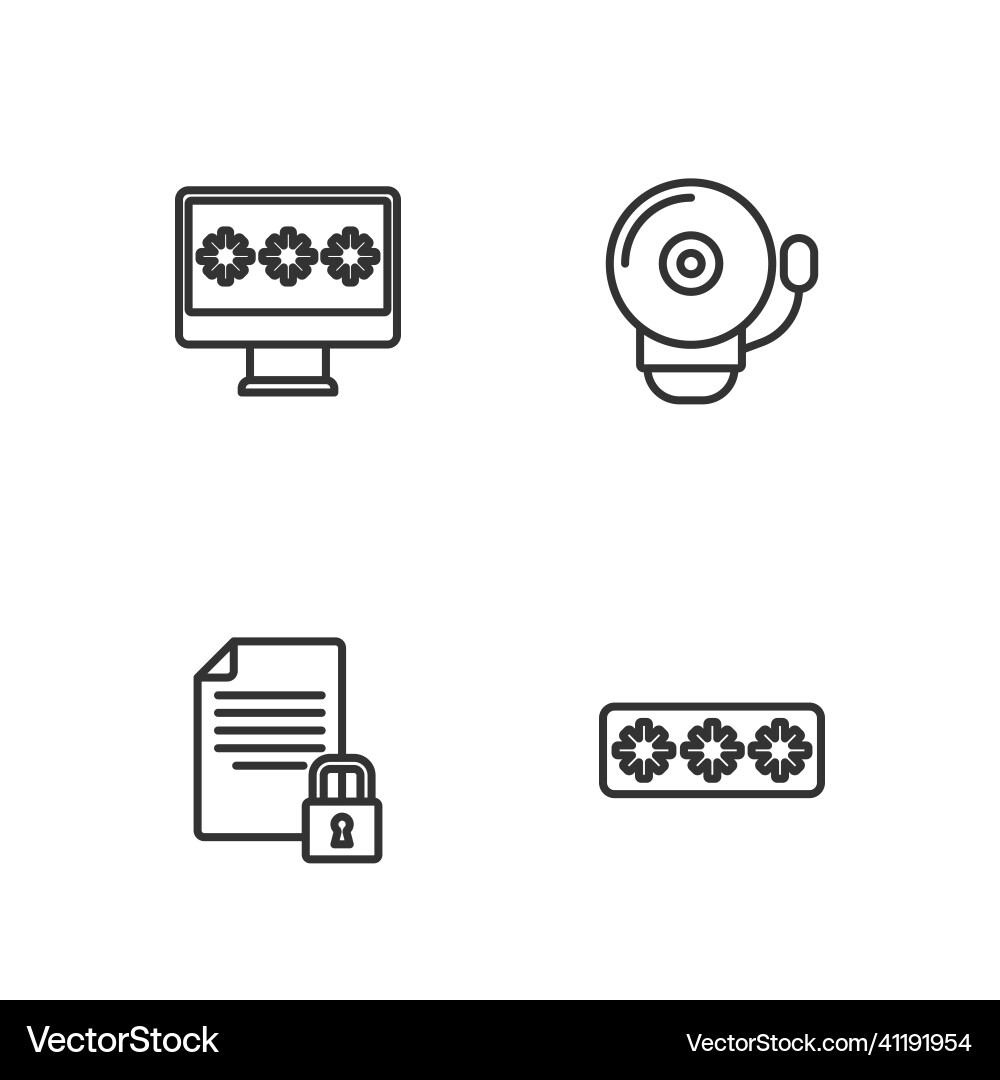 Set line password protection document and lock Set line password protection document and lock vector image