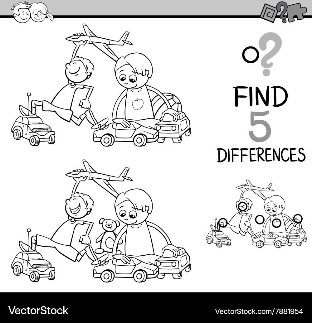 Task of differences coloring book vector image