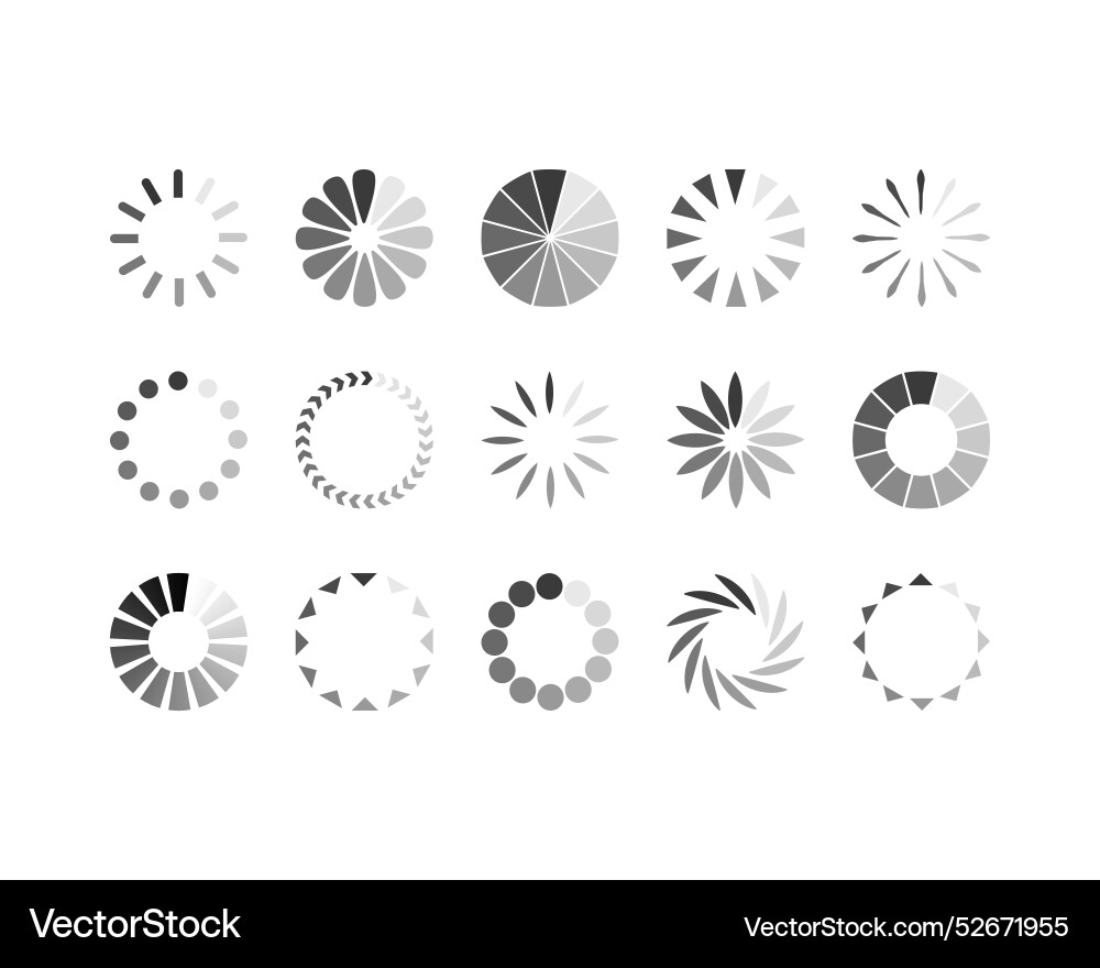 Collection loading bar status icon set of loaded Vector Image