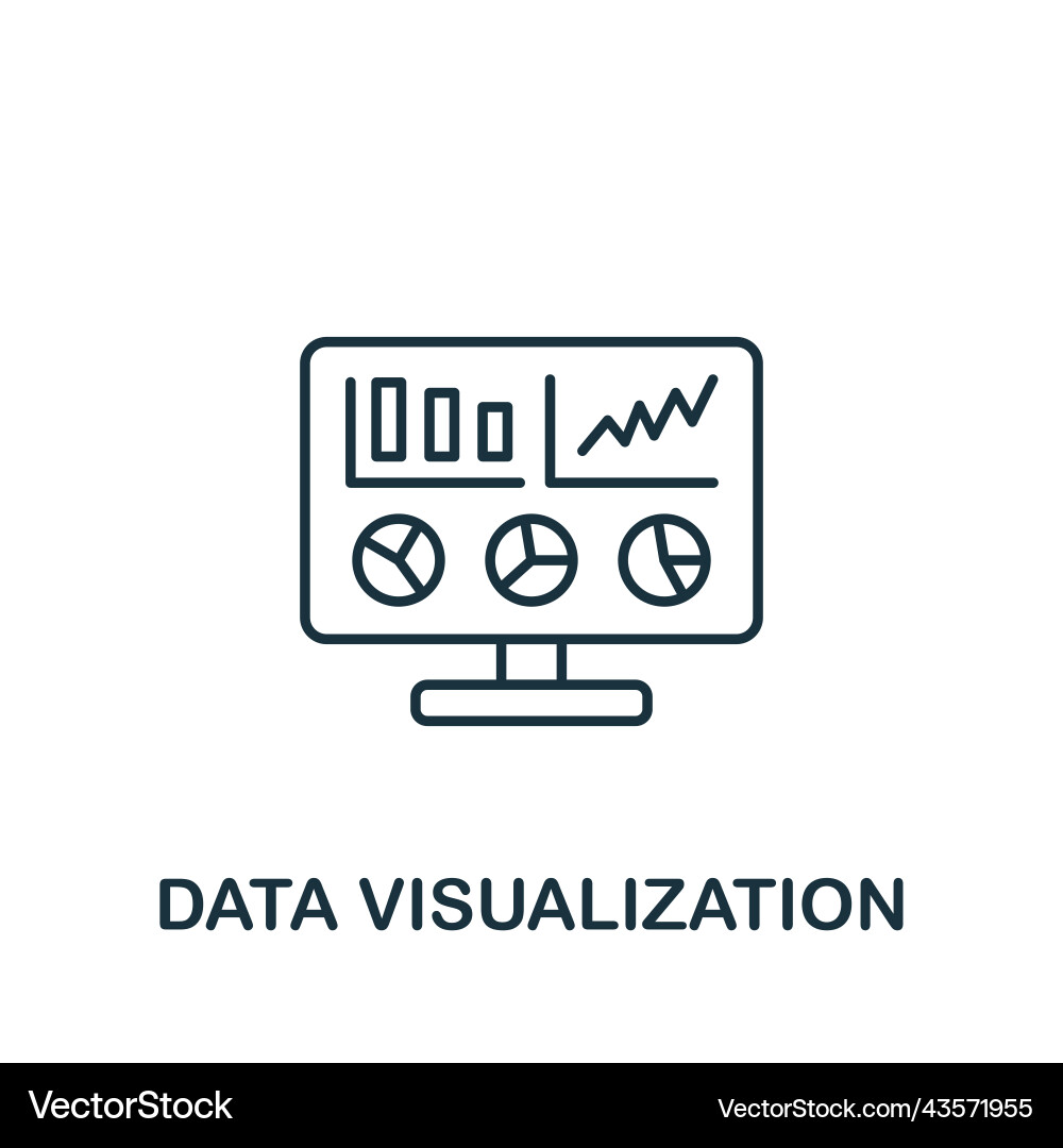 Data visualization icon monochrome simple line Data visualization icon monochrome simple line vector image