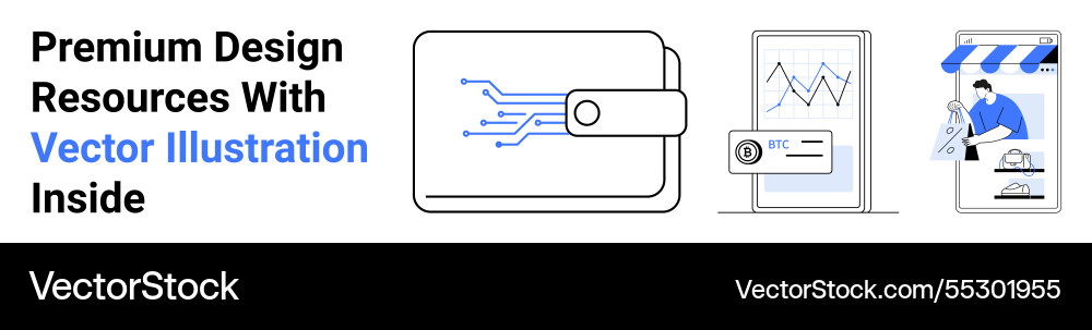 Digital wallet analytics dashboard and mobile Digital wallet analytics dashboard and mobile Vector Image